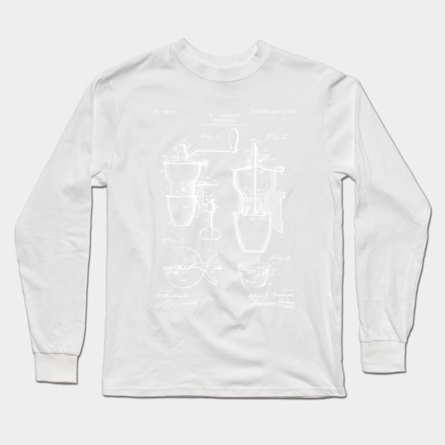 Coffee Mill Patent - Coffee Shop Art - Antique Long Sleeve T-Shirt by patentpress